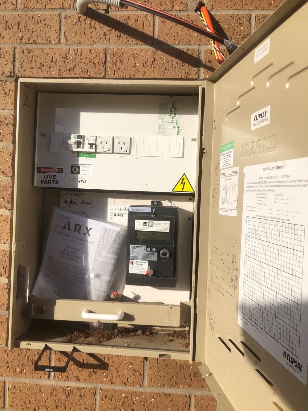 Termite management notice missing from the meter box, Truganina
